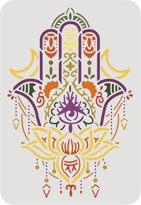 Fingerinspire Hamsa Hand Stencil Template X Cm Plastic Hamsa