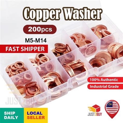 M5 M14200pcs Copper Washer Plug Oil Seal Flat Ring Seal Gasket