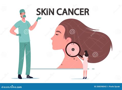 Skin Cancer, Melanoma Dermatology Problem Concept. Tiny Doctor ...