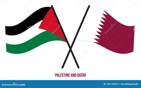 Qatar Vs Palestine Palestinian Smoky Mystic Flags Placed Side By Side