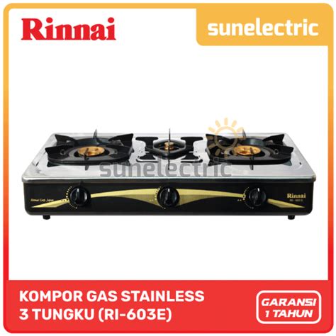 Jual Rinnai RI 603E Kompor Gas Stove Stainless 3 Tungku RI 603 E