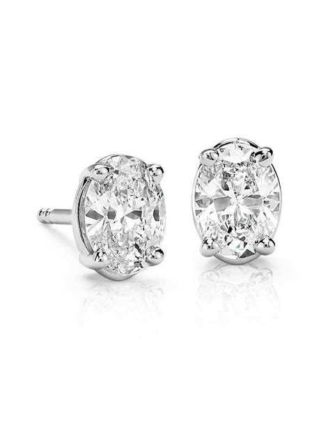 Oval Diamond Stud Earrings in 14k White Gold (1 ct. tw.) | Blue Nile ...