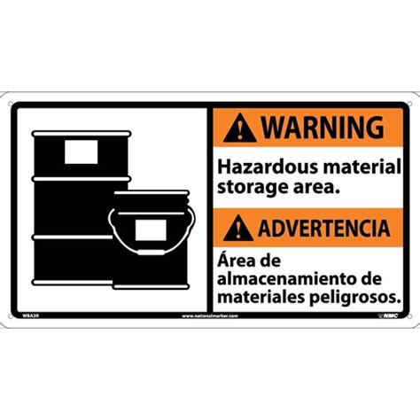 Warning Hazardous Material Storage Area Sign Bilingual Wba3r