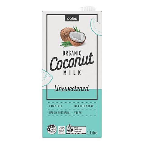 Coles Organic Coconut Milk Unsweetened 1l Culinary Milk Walter Mart