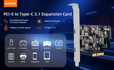 MAIWO PCIe Gen3 X2 Card PCIe USB 3 2 3 1 To 2 Port Type C HUB