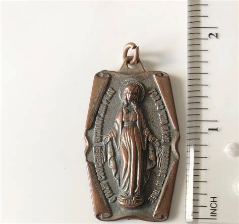 Large Bronze Miraculous Medal Virgin Mary Medal Etsy