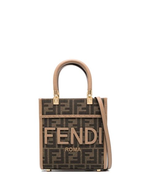 Fendi Mini Sunshine Tote Bag Brown Farfetch Au