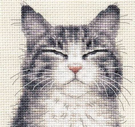 Grey Tabby Cat Kitten Full Counted Cross Stitch Kit All Materials