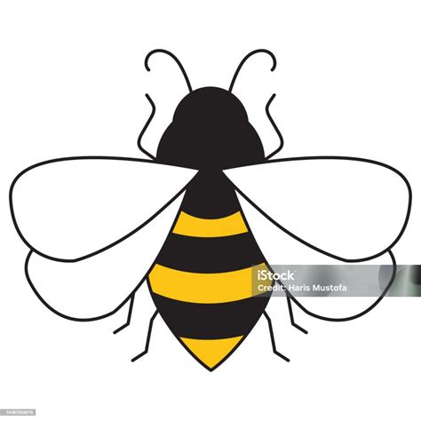 Bee Line Art Icon Design Template Vector Illustration Stock