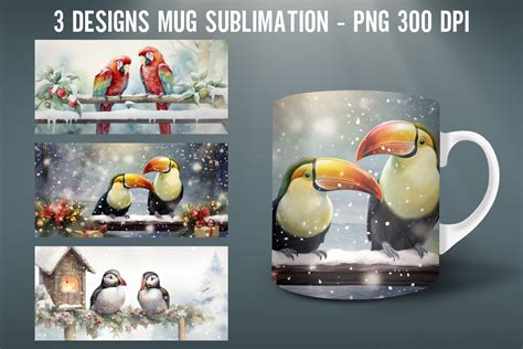 Winter Birds Mug Wrap Sublimation Design Graphic By Babydell Art