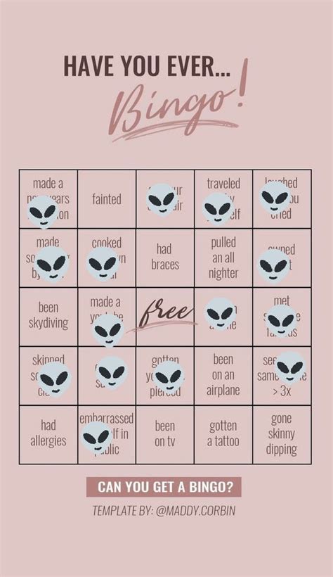 Never Have I Ever Bingo By Linesgame Medium