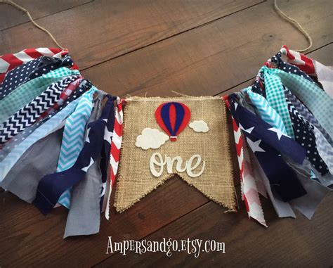 Hot Air Balloon First Birthday Banner Up Up Away Highchair Etsy