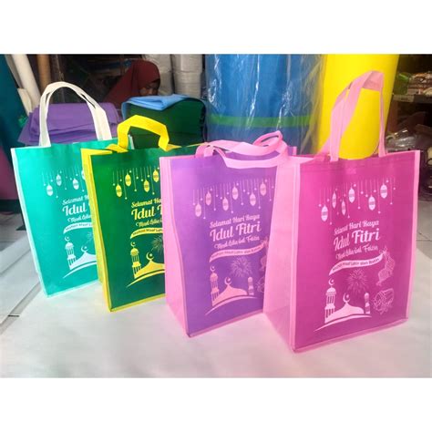 Jual Tas Parcel Lebaran PO Custom Bahan Kain Spunbond Muat Banyak