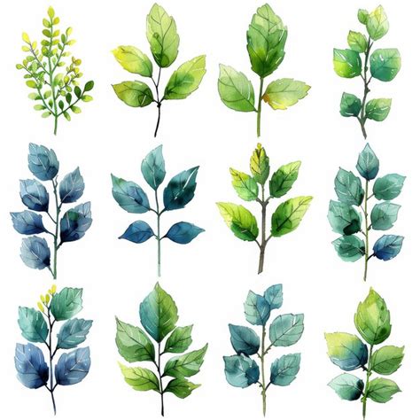 Premium Photo Set Of Watercolor Twigs And Leaves Hand Drawn Illustration