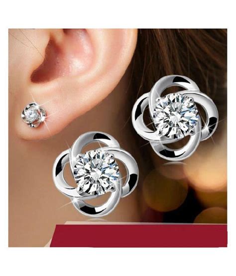 Womens Sterling Silver Stud Earrings Trendy And Elegant