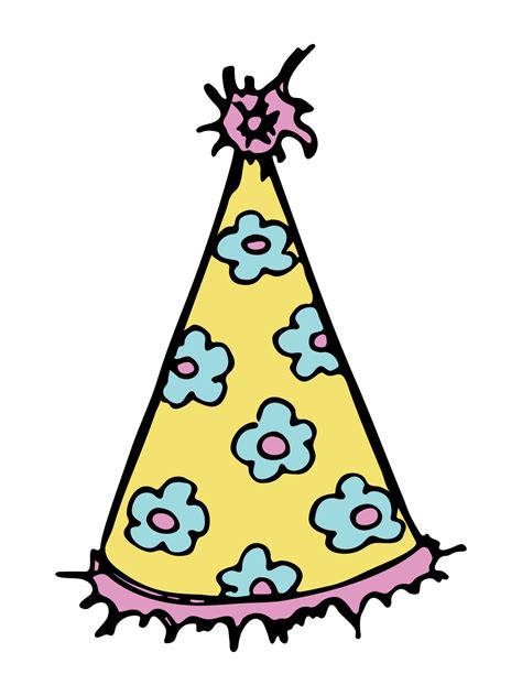 Hand Drawn Party Hat Illustration Isolated On A White Background