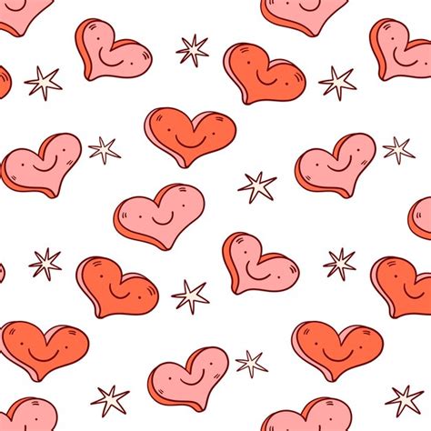 Premium Vector Hand Drawn Groovy Love Pattern