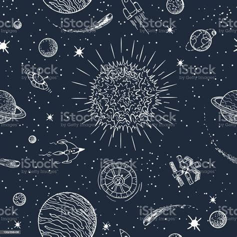 Solar System Doodle Pattern Stock Illustration Download Image Now