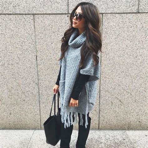 Cozy Poncho Poncho Sweater Fall Winter Outfits Winter Scarf Happy