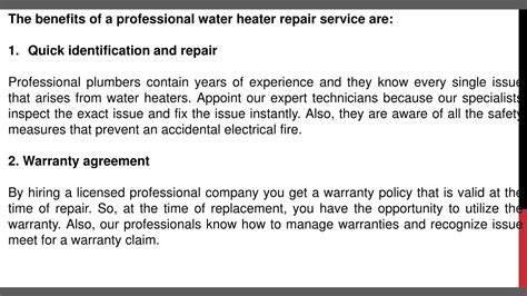 Ppt What Are The Benefits Of A Professional Water Heater Repair Service Powerpoint