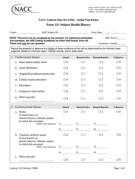 Fillable Online Alz Washington Nacc Uniform Data Set Uds V Ivp Form