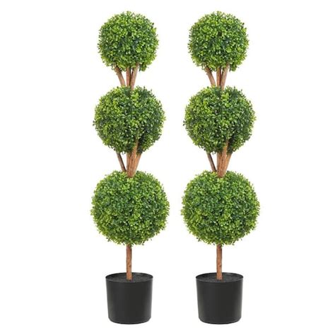 VEVOR Artificial Topiaries Boxwood Trees 48 In Green Artificial