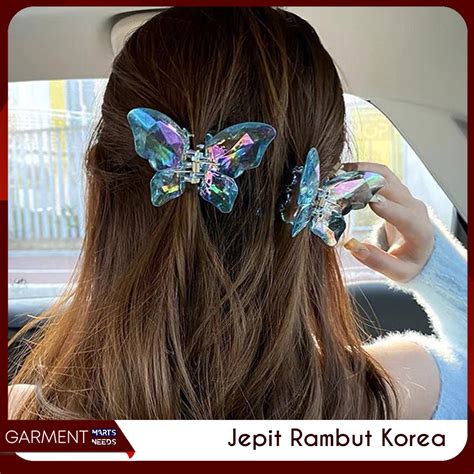 Jual Jepit Kupu Kristal Estetik Jedai Rambut Poni Fashion Wanita