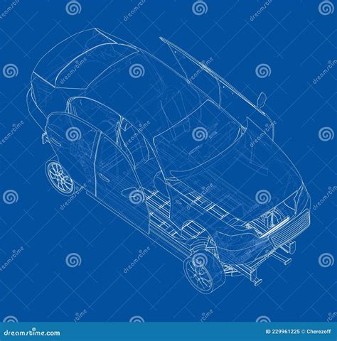 Assembling Electric Car Vector Cartoondealer