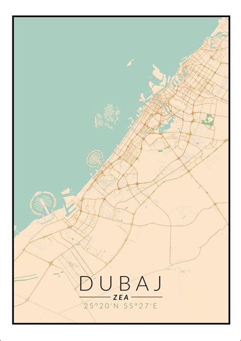 Dubaj Mapa Kolorowa Plakat 30x40 Cm Galeria Plakatu Sklep EMPIK