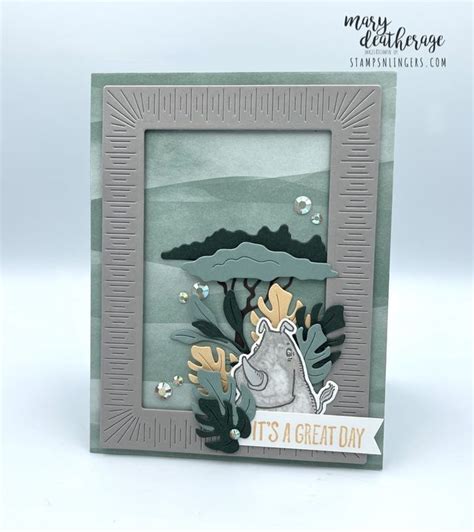 Stampin Up Rhino Ready Delicate Desert Great Day Card In Hand