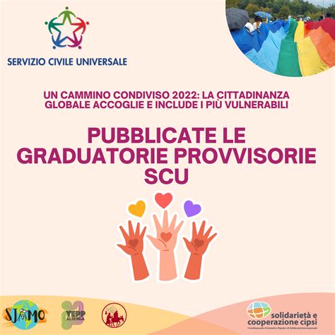 Servizio Civile Universale Pubblicate Le Graduatorie Provvisorie S