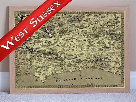 West Sussex Map West Sussex Print Sussex Fantasy Map Sussex - Etsy