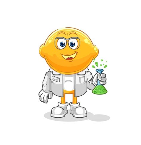 Premium Vector Lemon Head Scientist Character Cartoon Mascot Vector