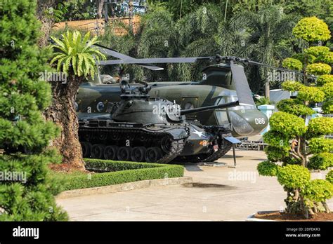 An American Or US Tank And Helicopter Outside The War Remnants Museum