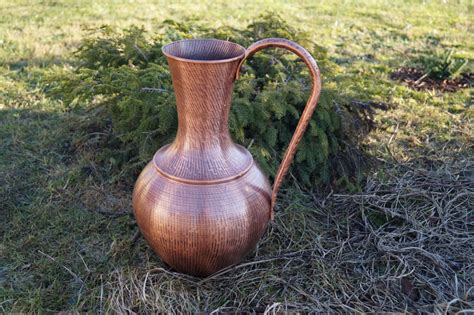 Large Copper Jug Pitchervasevintage Hand By Vintagdesign