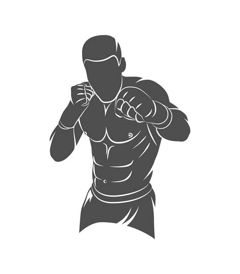 Silhouette mixed martial arts fighter on a white background Vector illustration 2641342 Vector ...