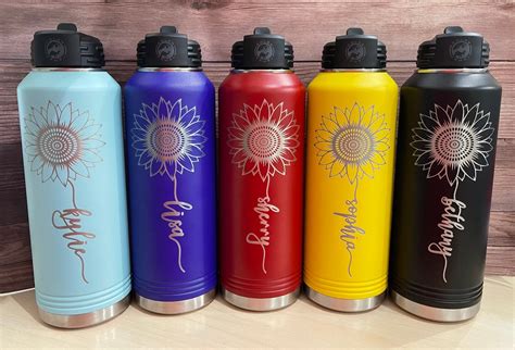 40oz Polar Camel Water Bottle Engraved Sunflower With Custom Etsy