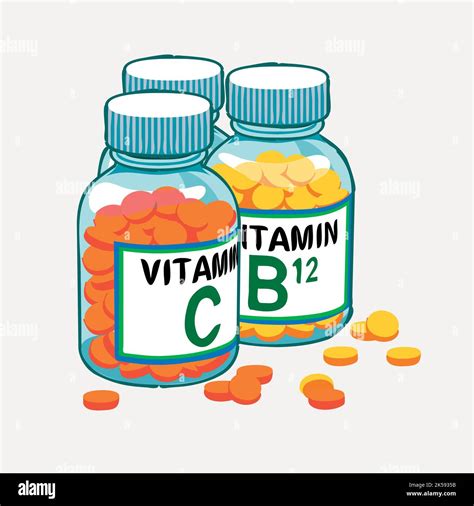 Vitamin Bottle Clipart Health Supplement Illustration Vector Stock