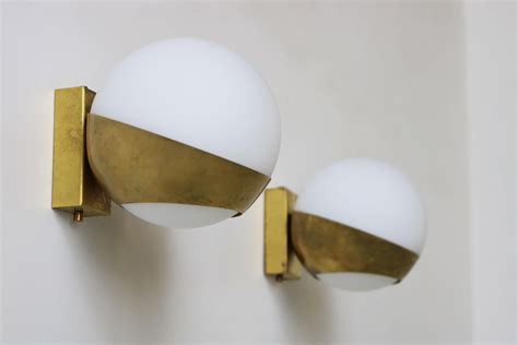 Pair Of Italian Mid Century Design Wall Lights Stilnovo Style