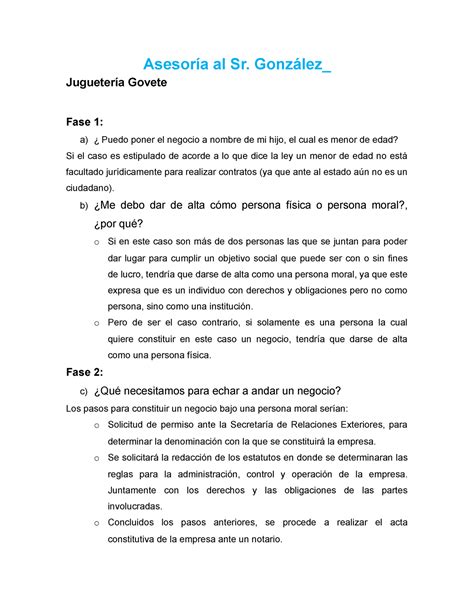 Asesoría al Sr Asesoría al Sr González Asesoría al Sr González