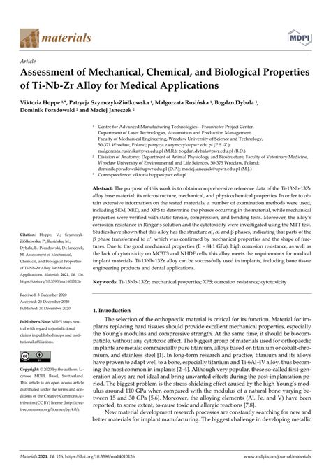 PDF Assessment Of Mechanical Chemical And Biological Properties Of