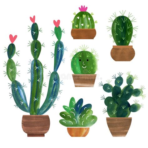 Colección Del Cactus Ilustración Del Vector Ilustración De Verde