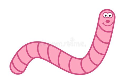 Un Gusano Rosado Sonriente En Perfil Sobre Un Vector De Fondo Blanco