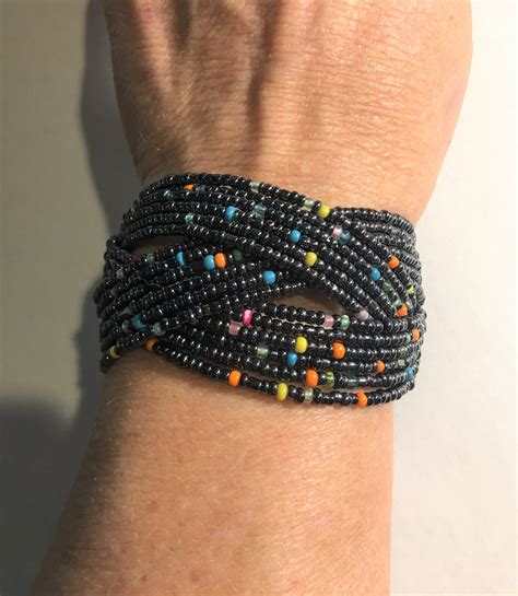 Wide Braided Seed Bead Cuff Bracelet Bohemian Bracelet Etsy