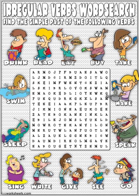 Irregular Verbs Wordsearch Interactive Worksheet Word Search Printable