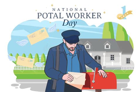 National Postal Workers Day Celebration Flat Poster Stock Vector