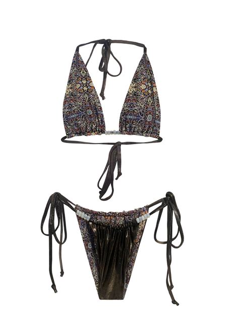 SICA Reversible Sliding String Bikini Set Gunmetal Etsy