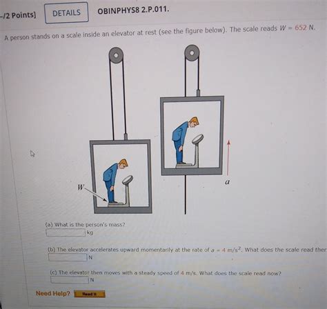 Solved A Person Stands On A Scale Inside An Elevator At Rest Chegg