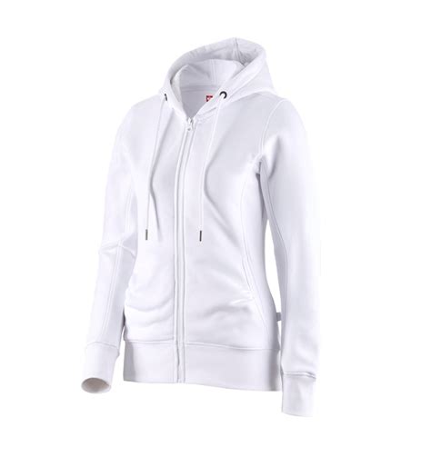 E S Hoody Sweatjacke Poly Cotton Damen Wei Strauss