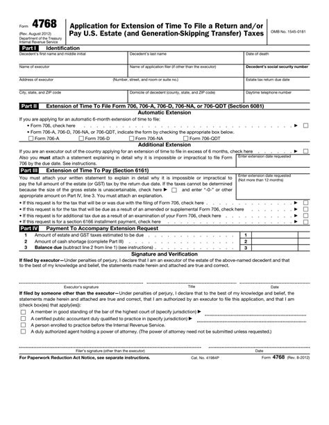 Irs Form 4768 Fill Out Sign Online And Download Fillable Pdf